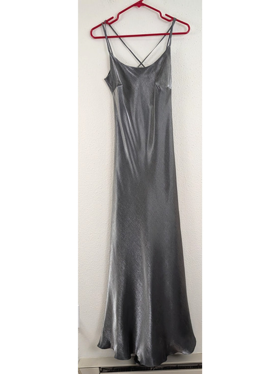 Kamisato Dresses & Skirts - New Kamisato sz 4 Strappy Maxi Slip Dress satin silver gray lined Y2k 0210